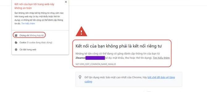 Kết nối của bạn không phải là kết nối riêng tư